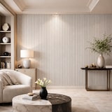 thumbnail of Panel decorativo de PVC con efecto de listones de madera, juego de 10 piezas, 120x30 cm, revestimiento de pared blanco.