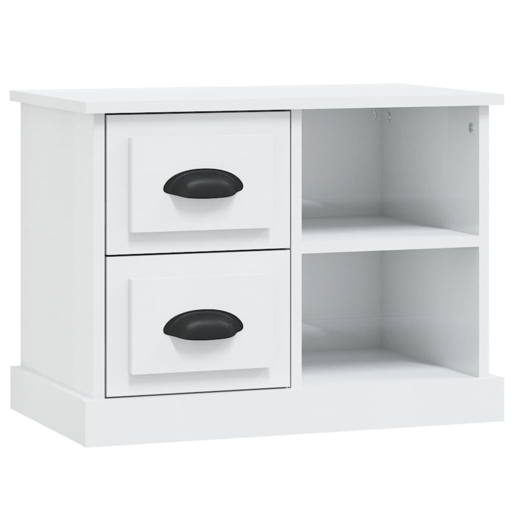 Décoshop26 - Table de chevet avec tiroirs et compartiments 60 x 35,5 x 45 cm bois d'ingénierie blanc DEC033513
