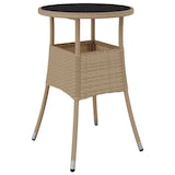thumbnail of vidaXL Gartentisch Ø60x75 cm Hartglas und Poly Rattan Beige