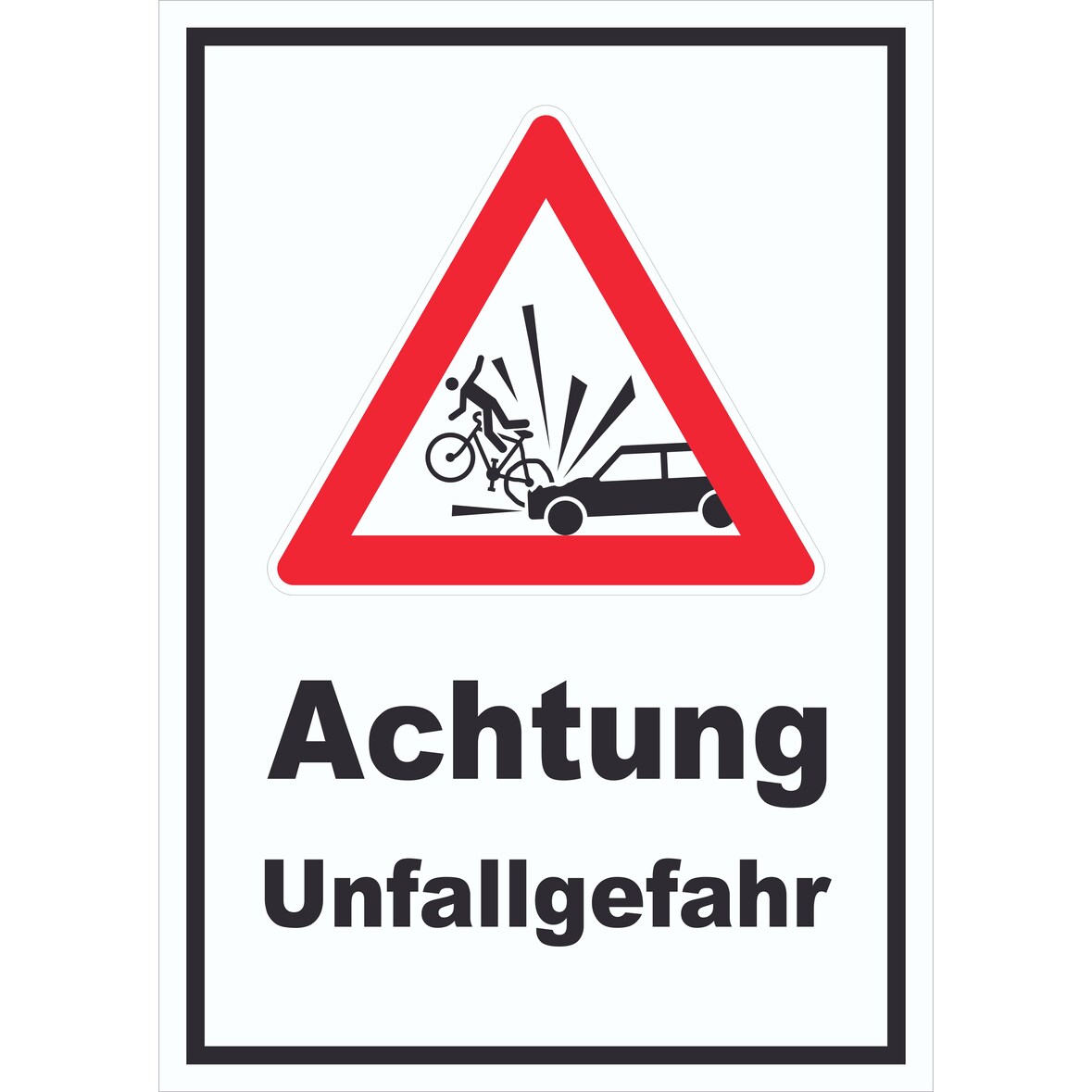 Auto und Fahrradfahrer Unfall Schild A3 (297x420mm)