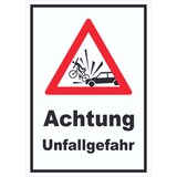 thumbnail of Auto und Fahrradfahrer Unfall Schild A3 (297x420mm)