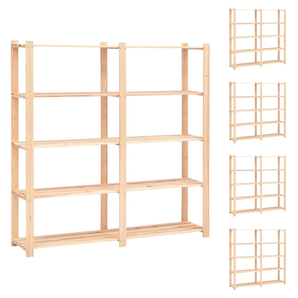 Helloshop26 - 5-stöckiges Lagerregal 5-teilig 170 x 38 x 170 cm Kiefernholz 500 kg Beige 02_0045733