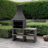 thumbnail of MF - Gartenkamin BBQ KHIVA Plus für Holz & Kohle mit Seitenablage & Grillrost. Dunkelgrau (164x58x246 cm). REF: M01024. Für den Außenbereich.
