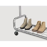 thumbnail of Schwerlast Kleiderständer auf Rollen bis 200 kg, mit Ablage und Haken, Garderobenständer, ausziehbare Kleiderstange, verstellbare Höhe, silbern