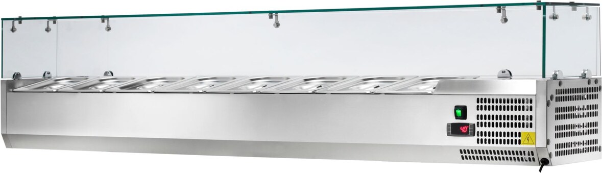 LOCHER Kühlaufsatzvitrine 8x GN1/3, Außenmaße: B. 1800 x T. 395 x H. 435 mm, 230 V