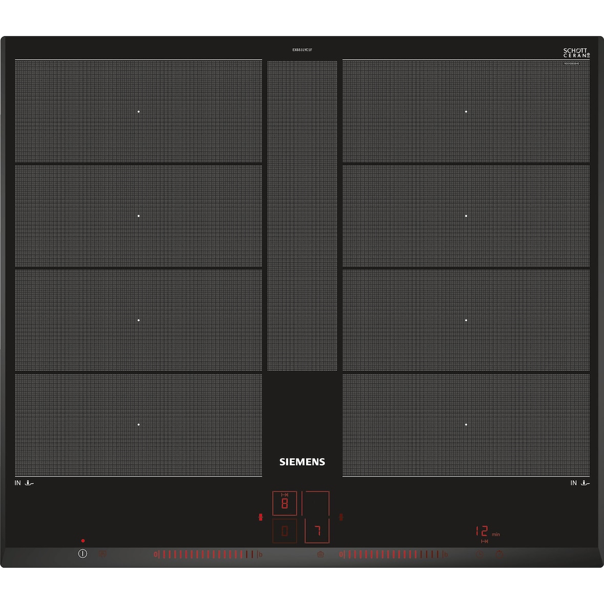 SIEMENS Table De Cuisson à Induction 60cm 4 Feux 7400w Noir ex651lyc1f