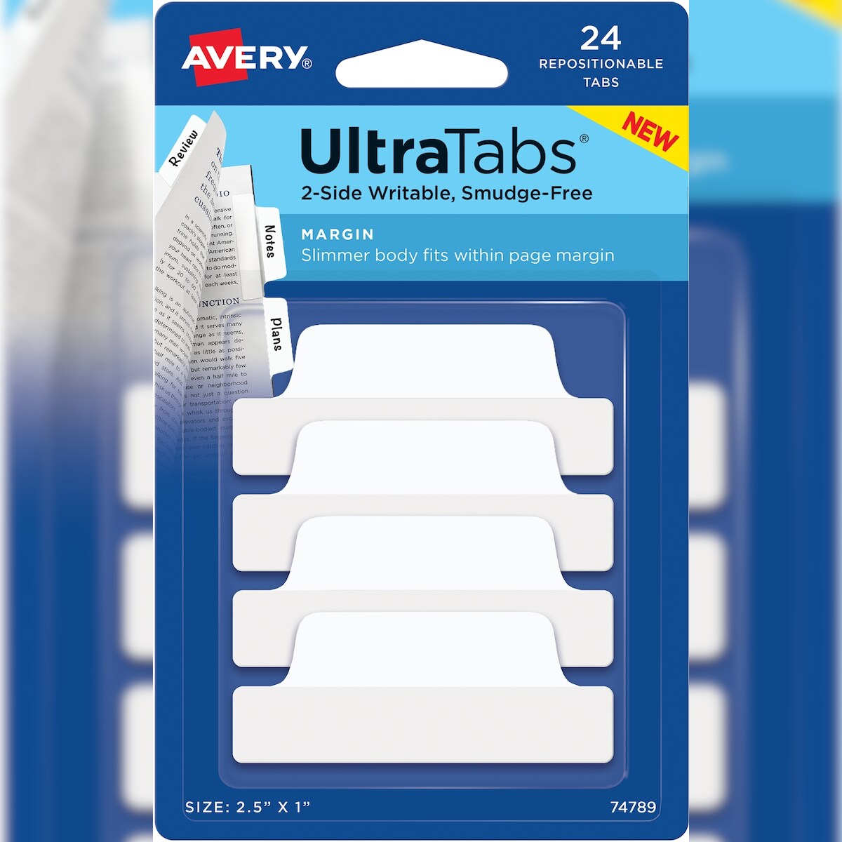 AVERY Haftstreifen UltraTabs 63,5x25,4 mm weiß VE=20x24 Stück