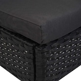 thumbnail of Poly-Rattan Garnitur HWC-G19, Sitzgruppe Balkon-/Lounge-Set, 4xStuhl+Tisch, 120x75cm ~ schwarz, Kissen dunkelgrau