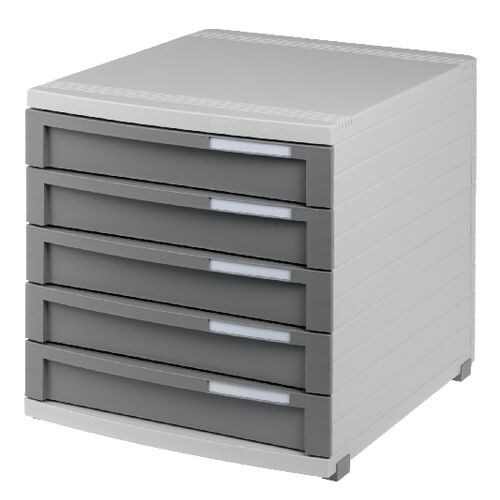 HAN CONTUR Schubladenboxen PS (Polystyrol) Grau, Hellgrau 5 Schübe 30 x 38,2 x 30,7 cm DIN B4