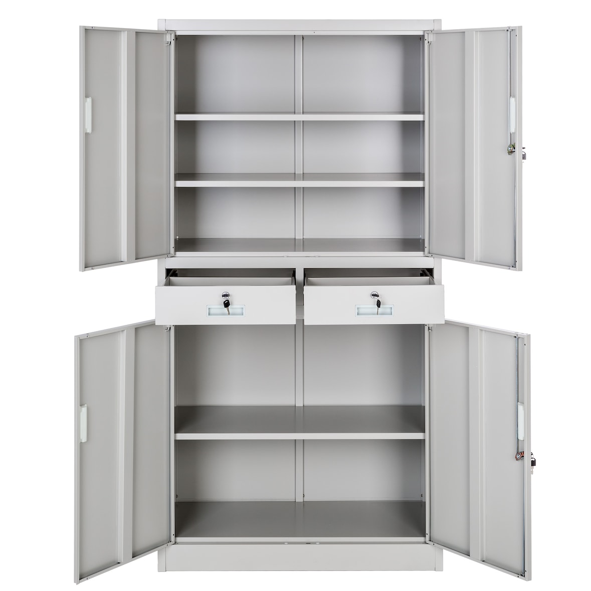 tectake Armoire métallique de classement avec 2 tiroirs 40 x 90 x 180 cm - gris - 402484