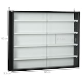 thumbnail of Vitrina Pared de Madera con Estantes Ajustables y 2 Puertas Correderas de Vidrio para Colecciones Perfumes Figuras de Decoración 80x9,5x60 cm Negro