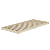 thumbnail of Einzelbett Niedrigbett unbehandeltes Holz 90x200 Fichte Tanne V-60.47N-09 Rollrost inkl.