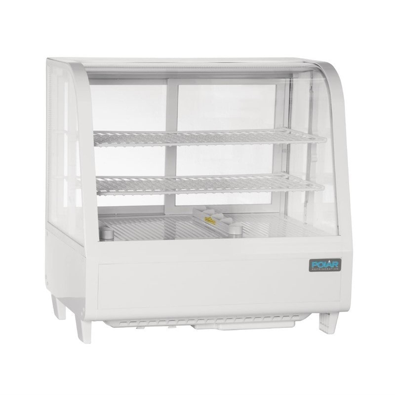 Vitrina refrigerada con 2 puertas, 2 estantes, plástico/cristal, 67,5 x 68,2 x 45 cm, refrigeración por aire, 100L, blanca, Polar CC666