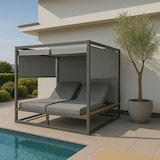 thumbnail of Aluminium Lounge-Gartenliege HWC-M63, Sonnenliege Bali-Liege Outdoor-Bett Daybed, 10cm-Polster 200cm ~ hellgrau