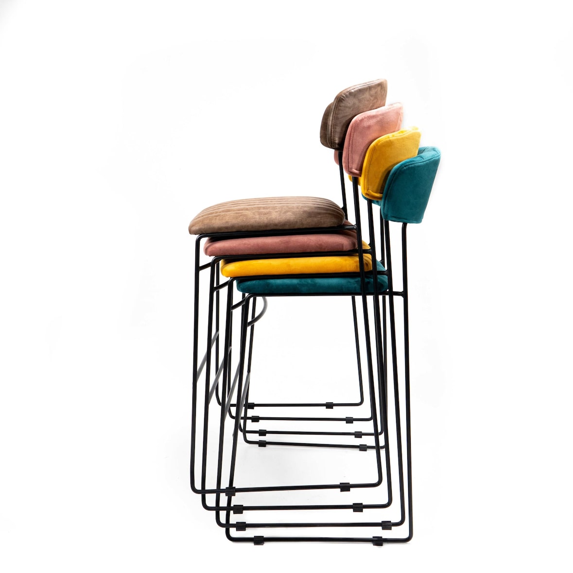 Mundo Barhocker Grün, Velours gepolstert, feuerhemmend, 46,5x49x105cm (BxTxH), 53103