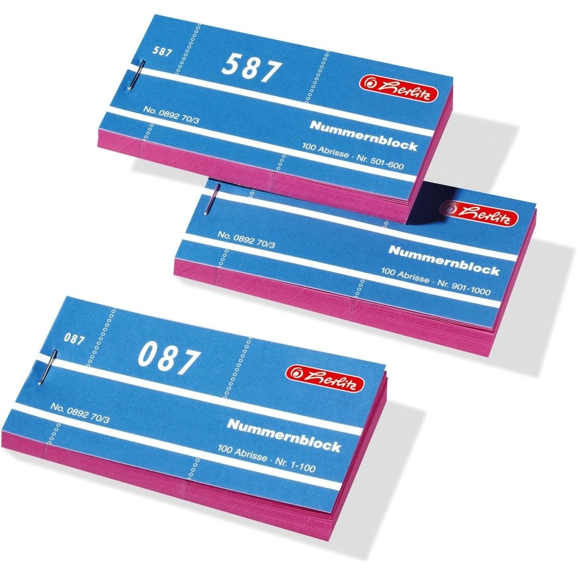 Nummernblöcke 1-1000 farbrein VE=10 Blöcke a 100 Abrisse