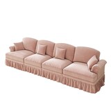 thumbnail of 4-Sitzer Sofa Rosa 83x350x93 cm Chenille im Mid-Century-Stil mit abnehmbarem Rüschenfaltenrock – Modular & flexibel