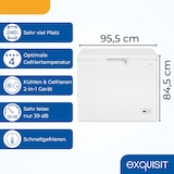 thumbnail of Exquisit Gefriertruhe, 246 Liter, Kombigerät, 2-in-1, Tiefkühltruhe, Kühlen, 4-Sterne-Gefrieren, Toplader, klein, GT250-HE-040D weiss