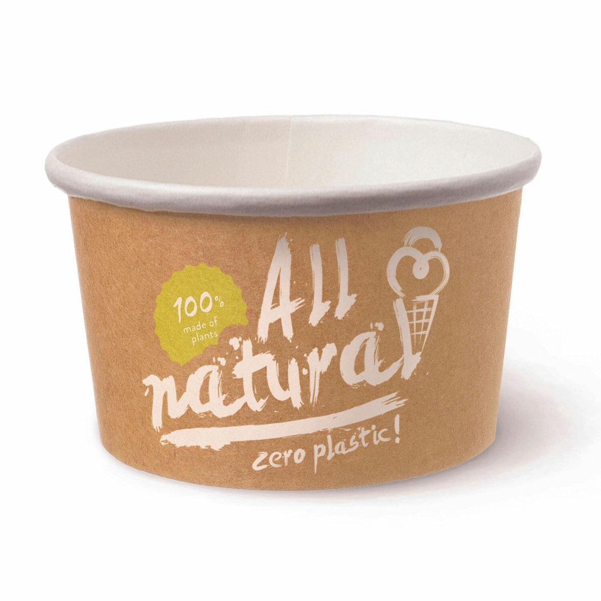 200x BIO Eisbecher Pappe FSCR 300 ml ALL NATURAL ohne Kunststoffbeschichtung