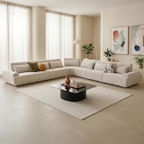 thumbnail of Sofá esquinero modular de 7 plazas con respaldo ajustable, crudo, L 449 x l 449 x h 82 cm Oviala