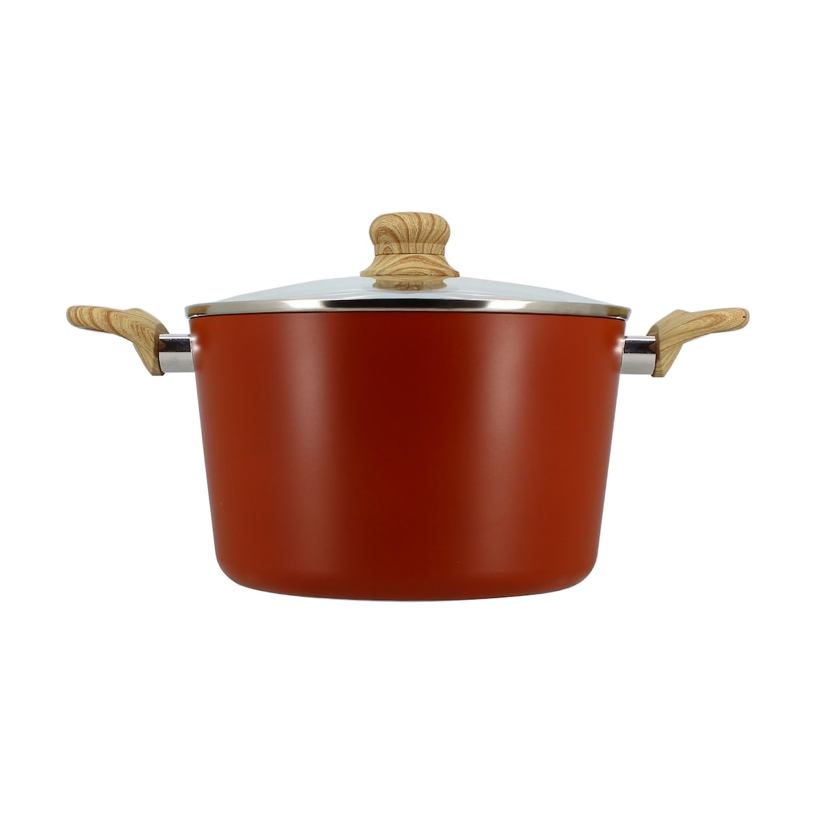 Menastyl - Faitout colorama 24cm en aluminium recyclé brique couvercle verre