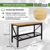 thumbnail of Werkbank höhenverstellbar 500 Kg 153x62x99 cm Hartholzplatte Werktisch Arbeitstisch Werkstatttisch