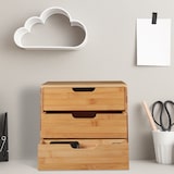 thumbnail of Relaxdays Schreibtisch Organizer, 3 Schubladen, für Büroutensilien, Bambus Ablage, Schubladenbox, HBT 26x30x31 cm, natur