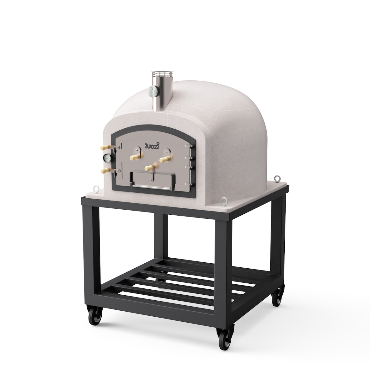 MF - Forno a Lenha de Obra para Exterior Modelo KITAWAY (Branco - 100 x 100 x 170 cm) – Isolado com Cortiça e 3 Mantas Cerâmicas