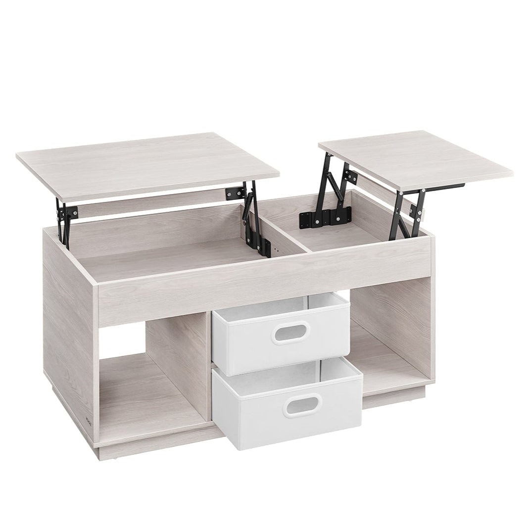 Helloshop26 - Couchtisch Wohnzimmertisch 50 x 100 x 48/62,3 cm Klappdeckel mit 2 Schubladen und versteckten Fächern offene Fächer 12_0007490