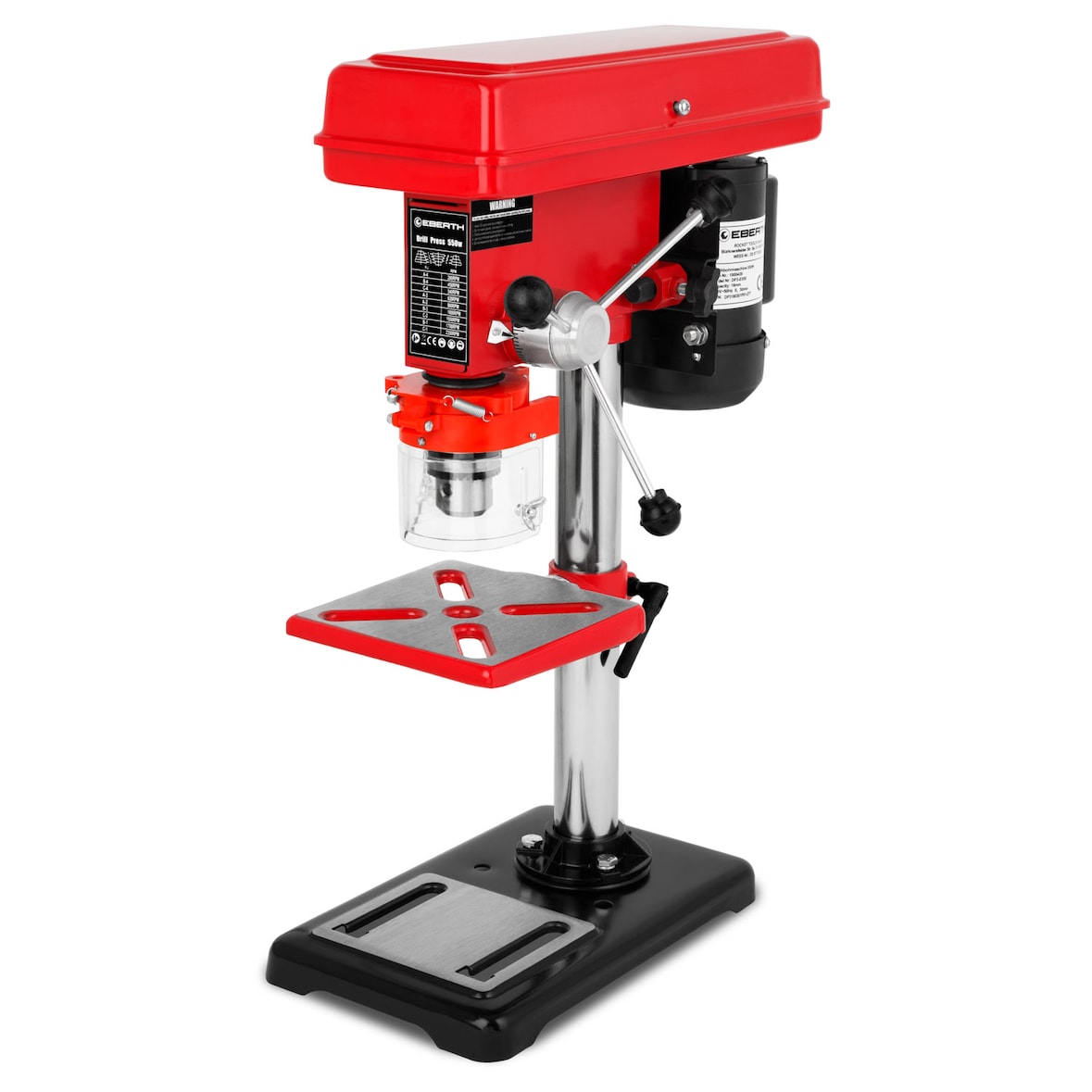 EBERTH boorbank 550 Watt, 50mm spindelslag, 9 snelheden max. 2350 tpm, vloerboormachine met boorhouder Ø3-16mm, kolomboormachine