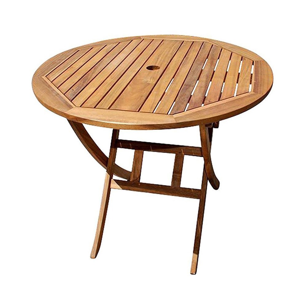 Gartentisch Akazie 90 cm rund Klapptisch JUSTIN