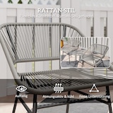 thumbnail of Balkonmöbel Set 63x65x76 cm Rattan Dunkelgrau 3 teilig mit 2 Stühlen und rundem Tisch mit Glasplatte wetterfest UV beständig verstellbare Fußpads