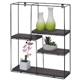 thumbnail of Estante de pared HWC-K76, estante colgante estante flotante, 4 estantes metal madera maciza industrial 51x40x11cm ~ gris oscuro