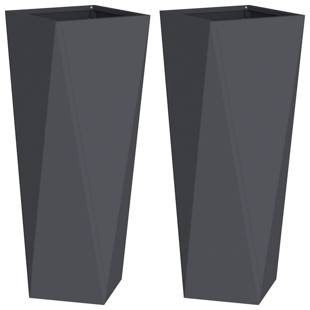 vidaXL Pflanzkübel 2 pcs Anthrazit 30 x 30 x 75 cm Stahl