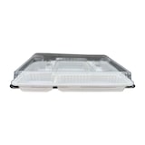 thumbnail of Plateau repas 5 compartiments en plastique blanc avec couvercle transparent par 50