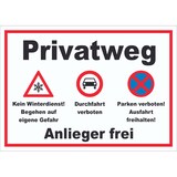 thumbnail of Privatweg KeinWinterdienst Durchfahrt Parken verboten Schild A3 (297x420mm)