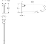 thumbnail of KWC Stützklappgriff, CONTINA, Edelstahl, 100x250x600 mm