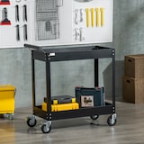 thumbnail of DURHAND Carrinho de Ferramentas de 2 Níveis com Rodas para Garagem Oficina Mecânica Carga Máxima 150 kg 84,5x38x84 cm Preto