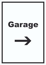 thumbnail of Garage Schild mit Text und Richtungspfeil rechts Auto Stellplatz hochkant A1 (594x841mm)