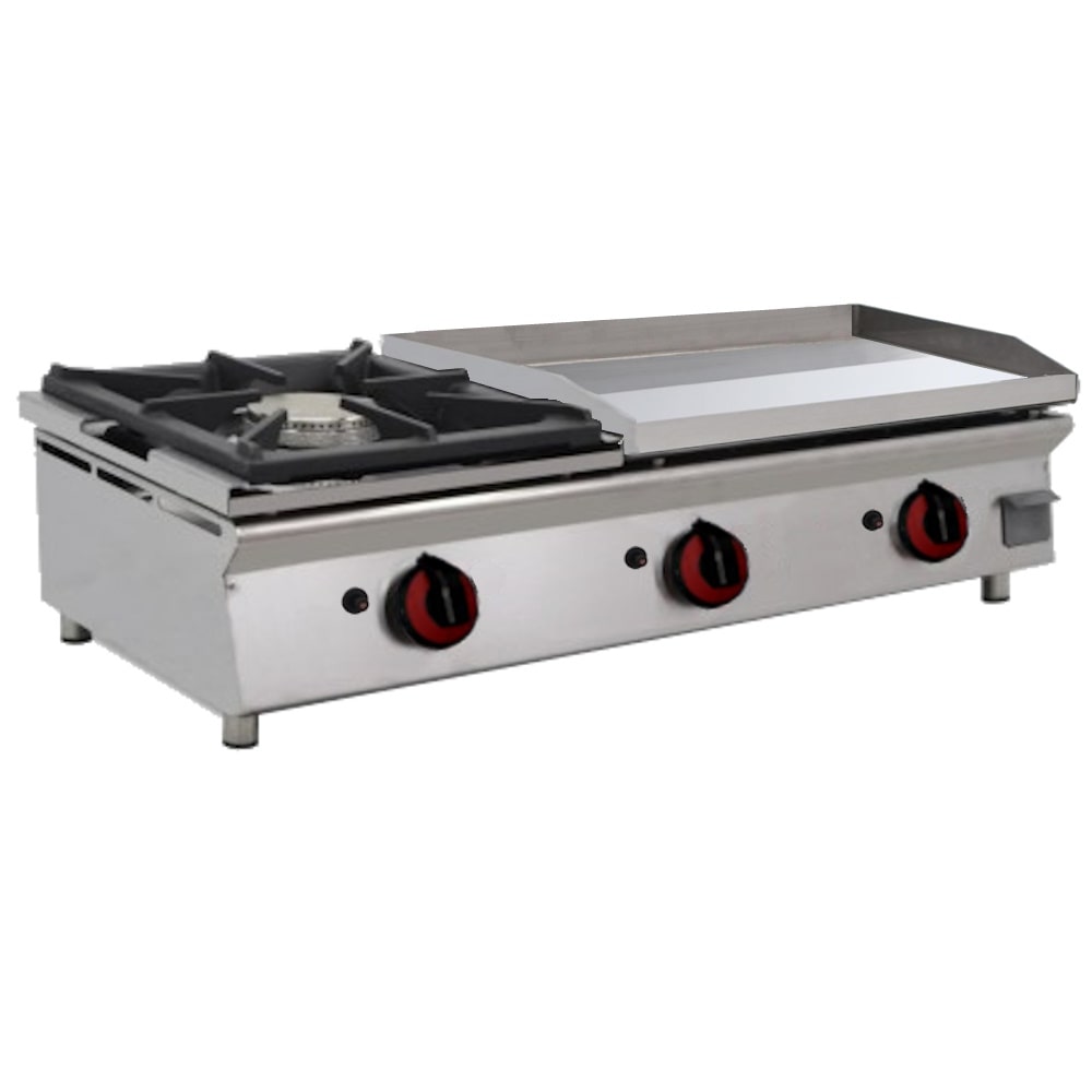 EURAST - Grelhador frytop cd 15 mm a gás lisa de bancada com 1 queimador - 1205x450x280 mm - 14,8 Kw - 44446P02