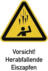 thumbnail of Vorsicht! Herabfallende Eiszapfen ISO 7010, Kombischild, Alu, 262x371 mm