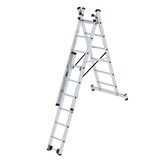 thumbnail of PROREGAL Sprossen-Mehrzweckleiter 3-teilig mit nivello®-Traverse und Wandlaufrollen 3x6 Sprossen