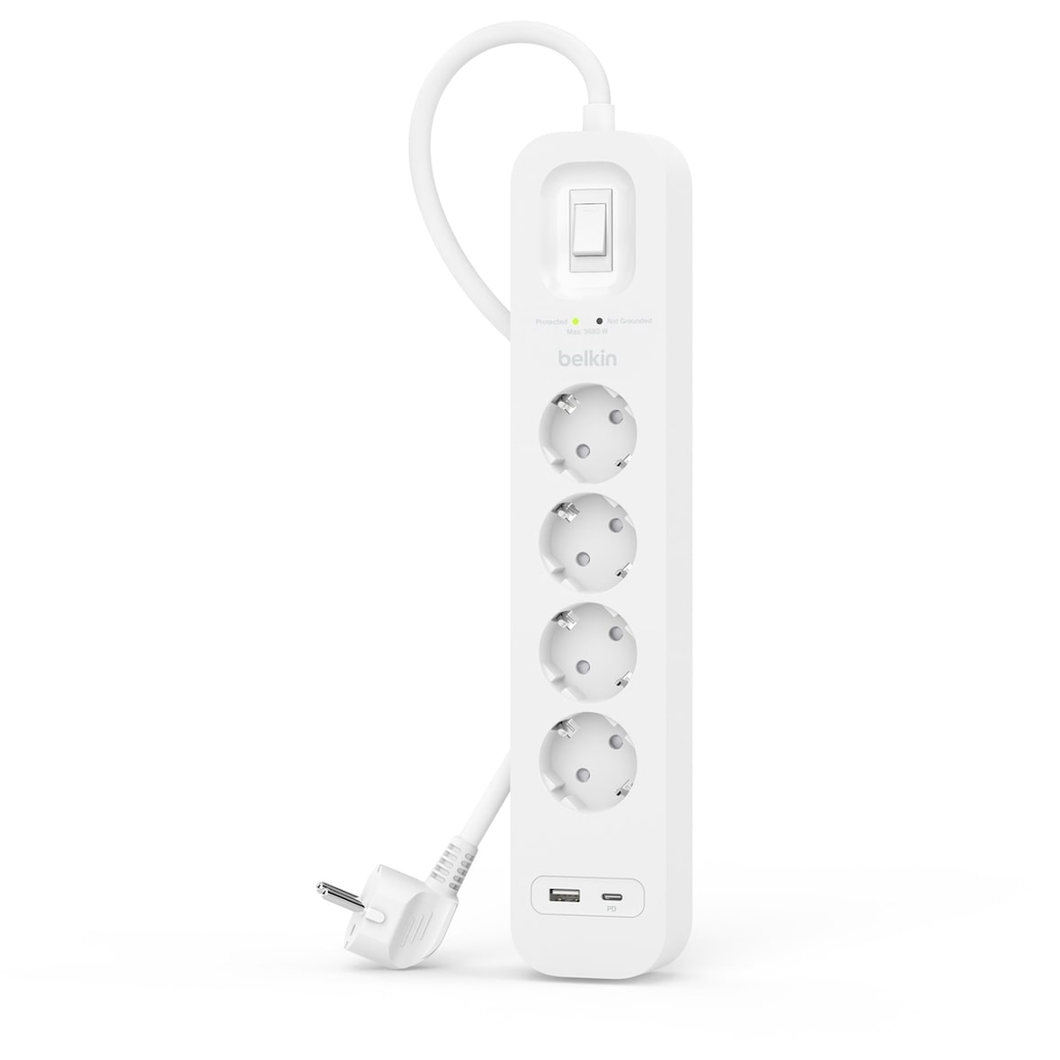 Belkin Surge Plus Steckdosenleiste 4-Fach, 18W 2m Kabel