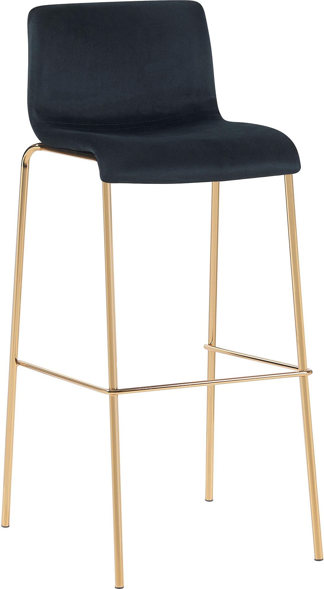 CHEFGASTRO Barhocker MAUI Samt 4-Fuﬂ Gold HxBxT 100x43x48cm Samt Schwarz Barstuhl