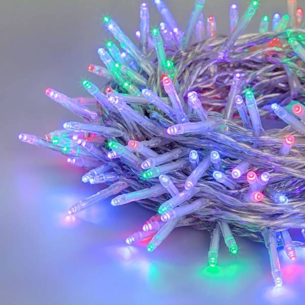 Guirlande lumineuse 10M 100 LED multicolores 31V Prolongeable câble transparent IP44 SMART Connect  Lotti