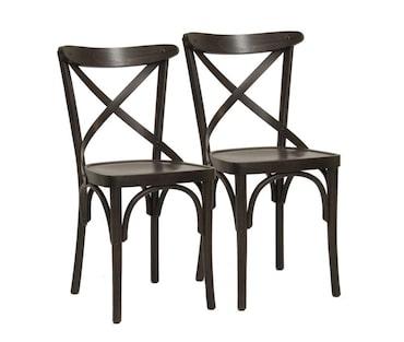 METRO PROFESSIONAL Chaise de restaurant Cross, lot de 2, bois de hêtre, marron noix