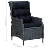 thumbnail of vidaXL Tuinstoel verstelbaar met kussens poly rattan donkergrijs