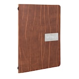 thumbnail of Securit® Menukaart A5 "Leather" - Bruin - Lijn "Ruga" - 100% ecologisch leder - Plaatje "Menu" + blanco plaatje inbegrepen - 4 zijden