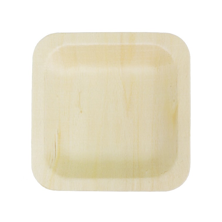 MONOUSO - Plato de Madera Cuadrado 11,5x11,5cm (300 Uds)