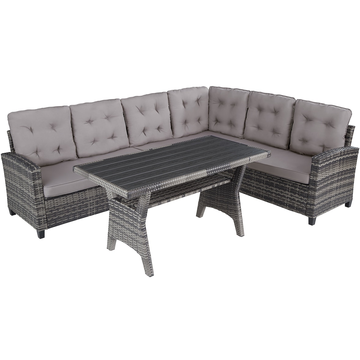 tectake Conjunto de ratán Catania  gris - 404250
